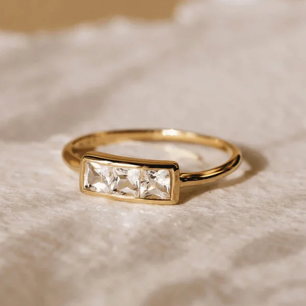 Anillo De Tres Piedras - Edith - Imagen 2